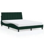 vidaXL Cadre de lit avec LED sans matelas Hanko vert foncé 140x200 cm velours