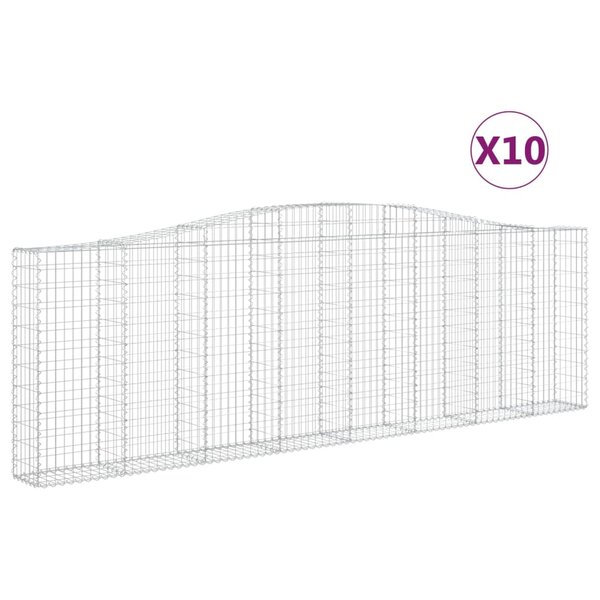 vidaXL Paniers à gabions arqués 10 Pièces 400x30x120/140 cm Fer galvanisé