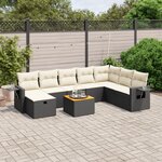 vidaXL Salon de jardin 9 Pièces avec coussins noir résine tressée