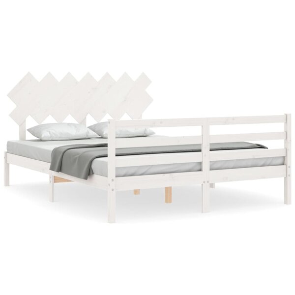 vidaXL Cadre de lit sans matelas blanc 140x200 cm bois massif