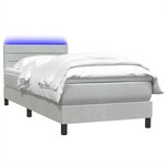 vidaXL Sommier à lattes de lit et matelas et LED gris clair 90x220 cm velours