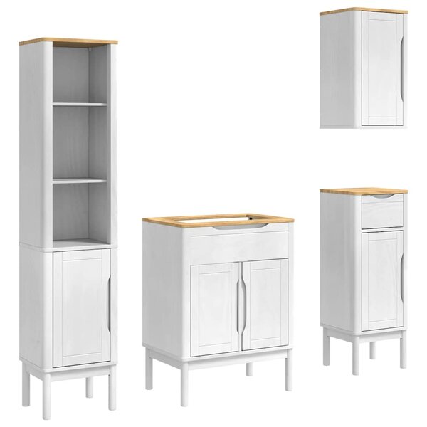 vidaXL Ensemble de mobilier de salle de bain FLORO 4 Pièces Blanc