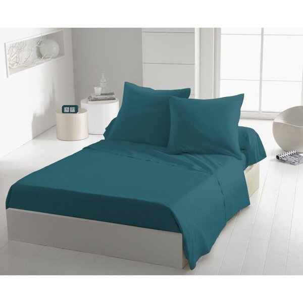 Drap plat microfibre 82 g - 180 x 290 cm - Bleu canard