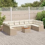 vidaXL Ensemble de canapé de jardin 11 Pièces Beige et crème polyrotin