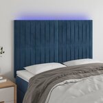 vidaXL Tête de lit à LED Bleu foncé 144x5x118/128 cm Velours