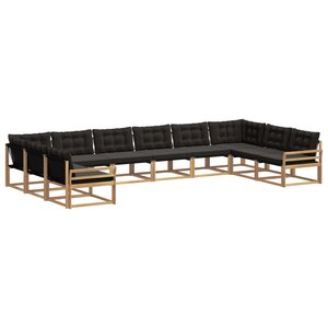 vidaXL Ensemble de canapés d'extérieur 10 Pièces Blanc et noir