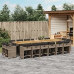 vidaXL Ensemble à manger de jardin 17 Pièces et coussins résine tressée
