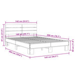 vidaXL Cadre de lit chêne marron 140x200 cm bois d'ingénierie et métal