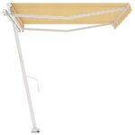 vidaXL Auvent manuel rétractable sur pied 400x300 cm Jaune et blanc