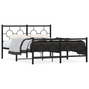 vidaXL Cadre de lit métal sans matelas avec pied de lit noir 140x190cm