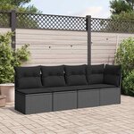 vidaXL Canapé de jardin avec coussins 4 places en polyrotin noir