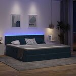 vidaXL Lit avec rangement et LED Bleu foncé 200 x 200 cm Velours