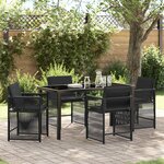 vidaXL Ensemble de Salle à Manger de Jardin 5 Pièces avec Coussins Noir en Rattan