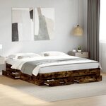 vidaXL Cadre de lit avec tiroirs sans matelas chêne fumé 180x200 cm