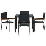 Ensemble de salle à manger de jardin vidaXL en 5 pièces en poly rattan noir