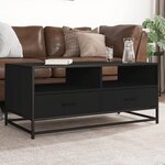 vidaXL Table basse noir 100x50x45 cm bois d'ingénierie et métal