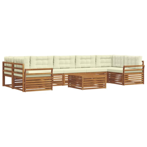 vidaXL Ensemble de canapés d'extérieur 8 pc Naturel et Crème