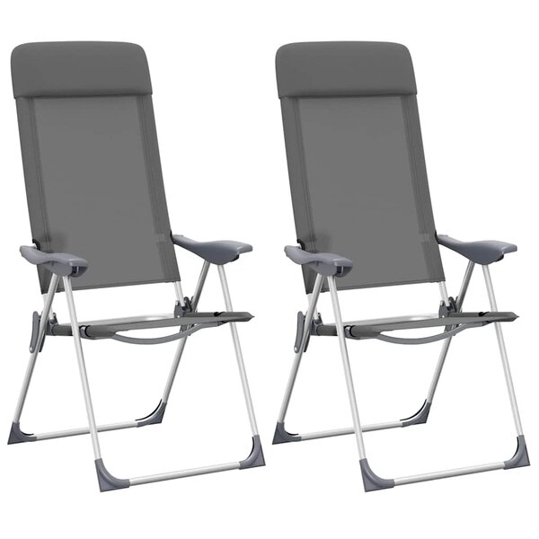 vidaXL Chaises de camping pliables lot de 2 Gris Aluminium