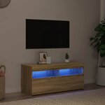 vidaXL Meuble TV avec lumières LED chêne sonoma 90x35x40 cm