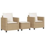 vidaXL Ensemble de bistro 3 Pièces avec coussins beige résine tressée