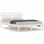 vidaXL Cadre de lit Blanc Bois massif 150x200 cm Très grand