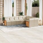 vidaXL Salon de jardin avec coussins 9 Pièces beige résine tressée