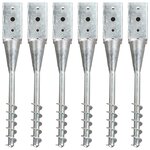 vidaXL Piquets au sol 6 Pièces Argenté 10x10x57 cm Acier galvanisé