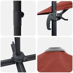 vidaXL Parasol Roma Rouge 286 x 285 x 265 cm Polyester et Aluminium