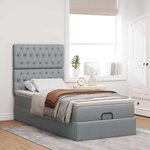 vidaXL Cadre de lit ottoman et matelas gris clair 100x200 cm tissu