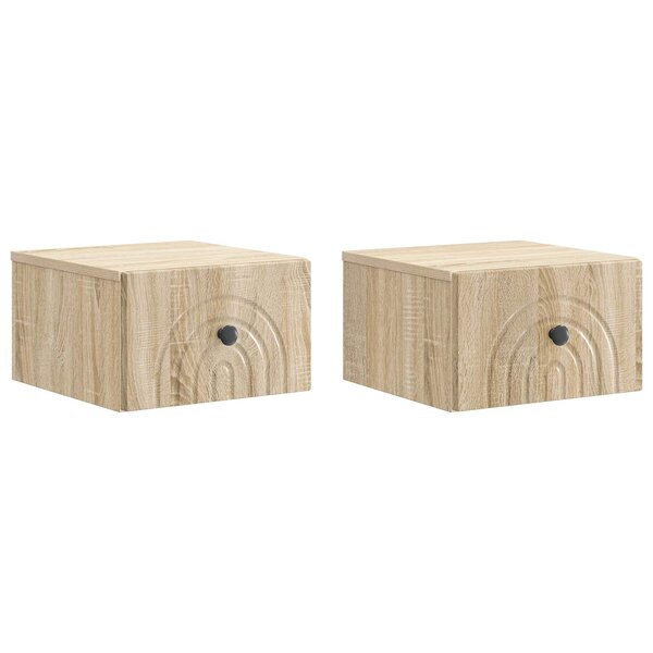 vidaXL Cabinet de chevet mural 2 pc Chêne Sonoma 33 x 34 5 x 20 cm