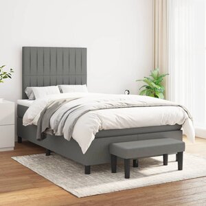 vidaXL Sommier à lattes de lit avec matelas gris foncé 120x190cm tissu