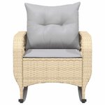 vidaXL Chaise à bascule de jardin avec coussins beige résine tressée
