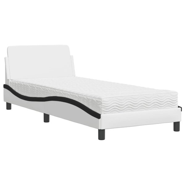 vidaXL Lit avec matelas Dover blanc et noir 90x190 cm similicuir