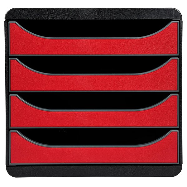 Module De Classement Big Box 4 Tiroirs Iderama - Rouge Carmin - Exacompta