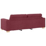 Ensemble de canapé 3 pièces avec des coussins en tissu rouge vin