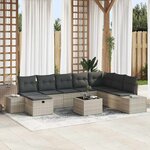 vidaXL Ensemble de canapé de jardin 9 Pièces Gris clair Poly rotin