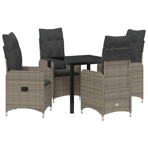 vidaXL Ensemble de salle à manger pour jardin 5 Pièces Gris polyrotin