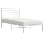 vidaXL Cadre de lit métal avec tête de lit blanc 90x190 cm