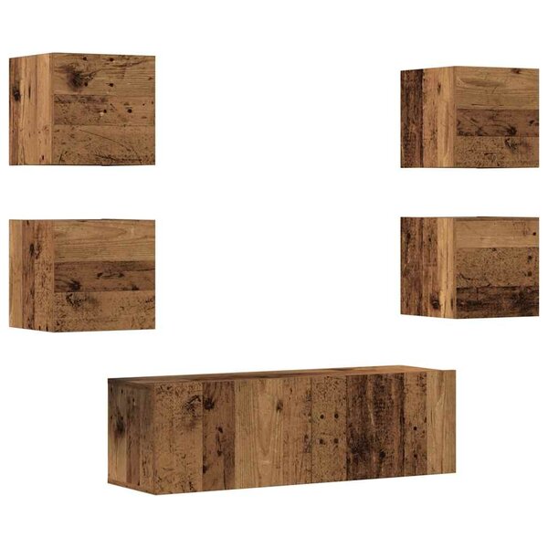vidaXL Ensemble de meuble TV mural 5 Pièces vieux bois bois d'ingénierie
