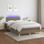 vidaXL Sommier à lattes de lit matelas et LED taupe 120x190 cm tissu