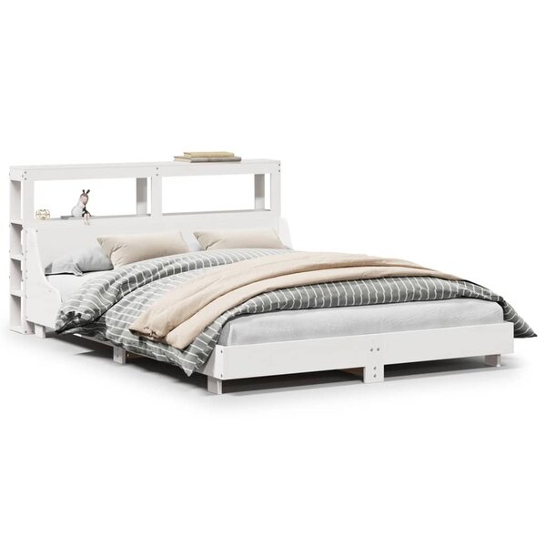 vidaXL Cadre de lit sans matelas blanc 140x190 cm bois de pin massif