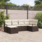 vidaXL Ensemble de canapé de jardin 6 Pièces Marron Poly rotin