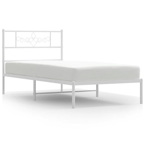 vidaXL Cadre de lit métal sans matelas avec tête de lit blanc 90x190cm