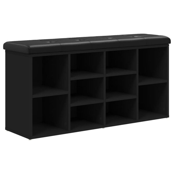 vidaXL Banc à chaussures noir 102x32x50 cm bois d'ingénierie