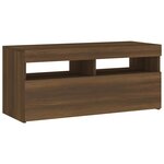 vidaXL Meuble TV avec lumières LED Chêne marron 90x35x40 cm