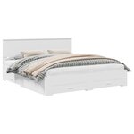vidaXL Cadre de lit avec tiroir Blanc 180 x 200 cm Bois d'ingénierie