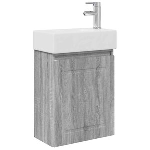 vidaXL Meuble de salle de bain avec robinet Sonoma gris