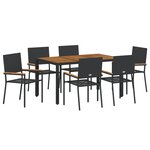 Ensemble de Salle à Manger de Jardin de 7 pièces vidaXL Rattan Poly Noir