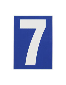 THIRARD - Plaque de signalisation 7  marquage blanc sur fond bleu  panneau PVC adhésif  65x90mm - THIRARD