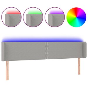 vidaXL Tête de lit à LED Gris clair 163x16x78/88 cm Tissu